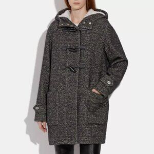 COACH Duffle Wool Coat Women's Hooded Style No. CF483 Size XL